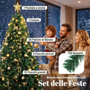 Albero di Natale Artificiale Ø100x180 cm con 240 Luci LED 755 Rami in PVC Stella Palline e Fiocchi Verde      