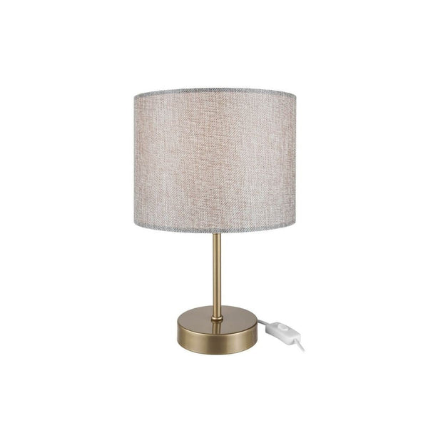 sconto Lampe de table Flora avec abat-jour cylindrique en tissu sable
