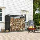 Legnaia con Struttura con Base Rialzata 240x 86x160 cm in Acciaio Galvanizzato Nero  