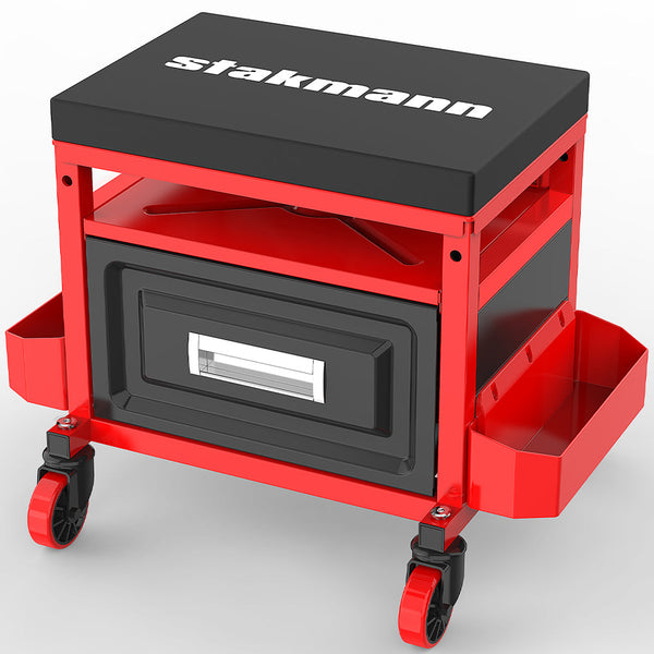sconto Sgabello da Officina con Cassetto Porta Attrezzi Utensili con Ruote