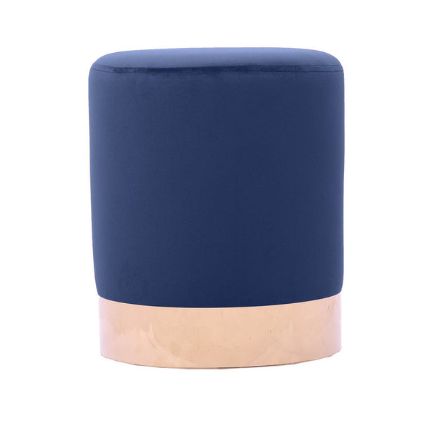 Pouf Ø33x39 cm con placca dorata e velluto blu online