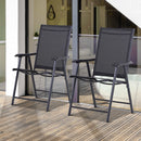Set 2 Sedie da Giardino 58x64x94 cm Pieghevoli con Braccioli in Metallo e Texteline Nero      