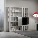 Libreria Moderna 5 Ripiani con Pannello per TV 178x36x204 cm in nobilitato Bianco