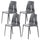 Lot de 4 Chaises Empilables 85x50x51 cm en Polypropylène et Fibre de Verre Gris Lisbonne