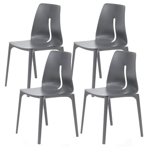 Lot de 4 Chaises Empilables 85x50x51 cm en Polypropylène et Fibre de Verre Gris Lisbonne prezzo