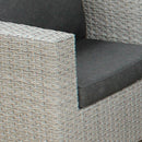 Set Salotto da Giardino Divano 2 Poltrone e Tavolino con Cuscini in Wicker Grigio