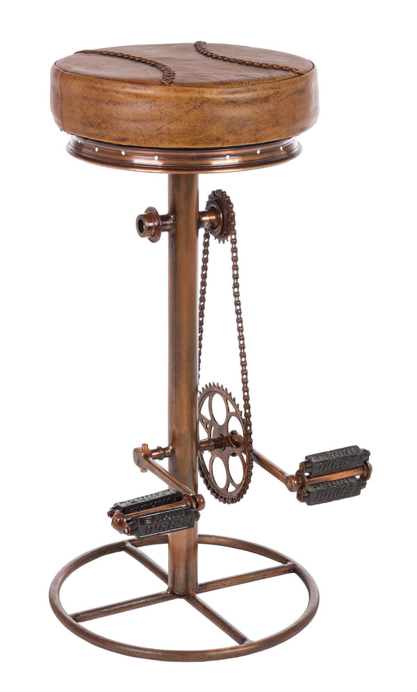 online Tabouret de Bar H80 cm en Acier Assise en Cuir Véritable Cycle Cuivre