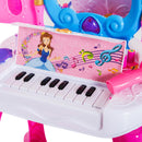 Specchiera per Bambini con Pianola e Sgabello Giocattolo per Bambini Rosa 