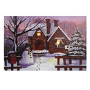 Quadro con led legno casa innevata multicolor rettangolare cm 60x40xh1,8