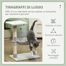 Albero Tiragraffi per Gatti Multilivello con Amaca e Pallina Appesa in Legno e Peluche 50x36x70cm Grigio Chiaro      