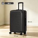 Valigia Rigida Media 68 L 66x43x27 cm Espandibile con 4 Ruote Girevoli e Angoli Protettivi in ABS Nero      