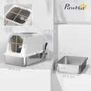 Lettiera Chiusa per Gatti a 2 Porte 60,4x40,4x41,8 cm Vaschetta in Acciaio Inox Bianco   