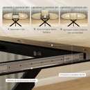Tavolo da Pranzo Industriale per 4-6 Persone 135x100x75 cm con Ribalta Rotonda in Legno e Acciaio      