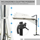 Ombrellone a Sbalzo 295x295 cm Inclinabile con Base a Croce Bianco Crema  