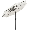 Ombrellone da Giardino Ø270 8 Stecche cm con Luci LED Parasole in Poliestere Antivento Beige      