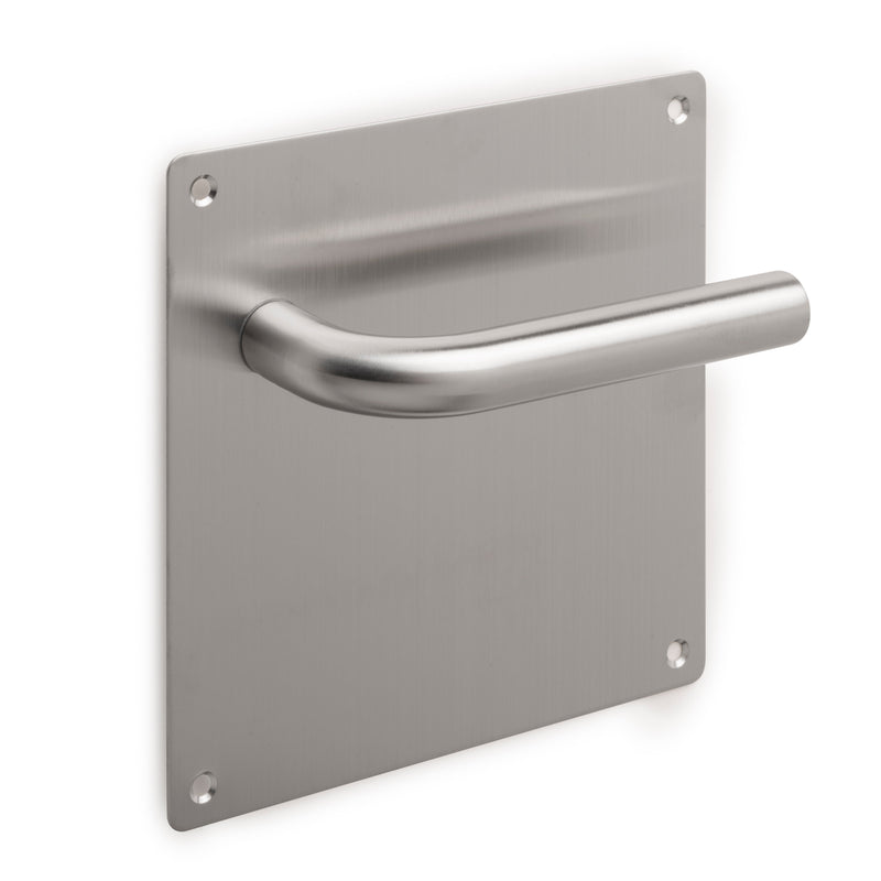 Coppia di Maniglie con Piastra 17 x 17 cm per Porte Interne Acciaio Inossidabile Emuca