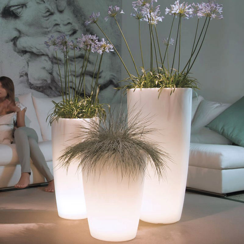 Vaso Luminoso da Giardino a LED Ø40 cm in Resina 5W Cypress Bianco Caldo
