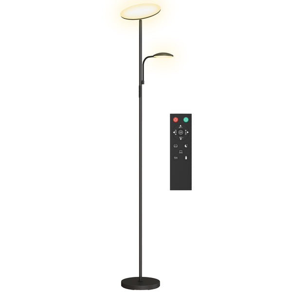 Lampada da Terra con 2 Punti Luce LED Regolabile Temperatura 2700K-6500K con Telecomando in Metallo e PC Nero online
