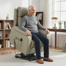 Poltrona Elettrica Alzapersona 87x96x105 cm Reclinabile 170° con 2 Motori Telecomando e Poggiapiedi in Pelle Finta Traspirante Crema      