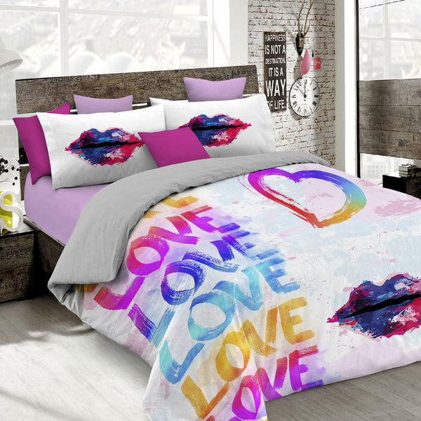 prezzo Housse de couette double avec impression sur le sac et taies d'oreiller Kio604