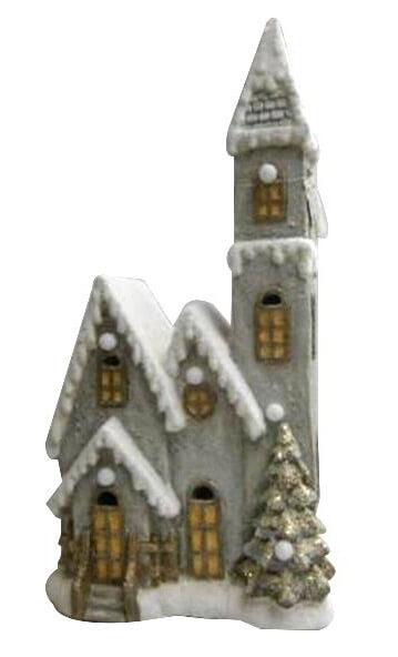Petite Maison en Résine Couverte de Neige 31x62x20 cm avec Led Adami sconto