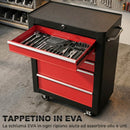 Carrello Porta Attrezzi 68x33x82,5 cm con 5 Cassetti Tappetini in EVA Serratura e 2 Chiavi 4 Ruote Girevoli in Acciaio Nero Rosso      