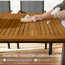 Set da Giardino 7 Pezzi con Tavolo da Pranzo e 6 Sedie Impilabili Teak     