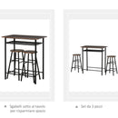 Set Tavolo Alto 80x50x90 cm e 2 Sgabelli  Nero e Quercia
