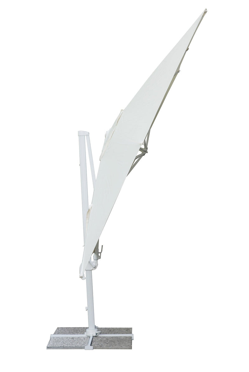 Ombrellone da Giardino Decentrato 3x3m Telo in Polietilene Bianco