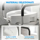 Rialzo WC per Anziani con Maniglie Antiscivolo Larghezza Regolabile Capacità 136kg in HDPE Bianco      