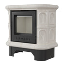 Stufa a Legna 75x74,8x37,7cm Flig Wilmington Bianca con Piastrelle Bianche