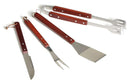 Set 4 Utensili per Barbecue in Acciaio e Legno 