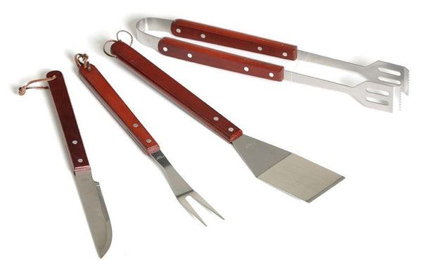 online Ensemble de 4 Outils de Barbecue en Acier et Bois