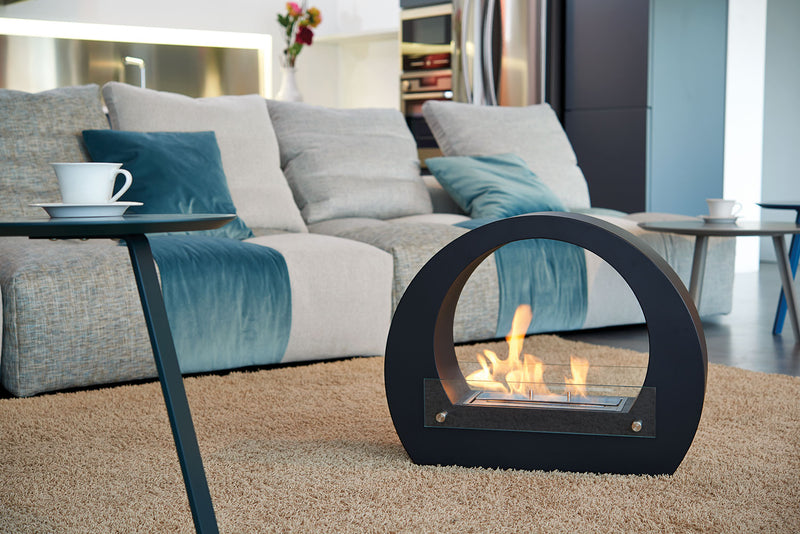 Camino a Bioetanolo da Pavimento 64x23x52 cm 2000W 1,5L Bologna Nero 