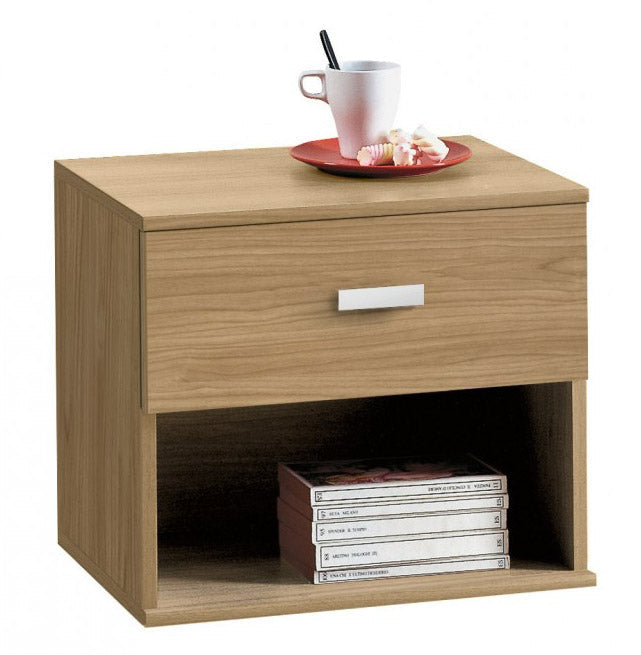 Comodino 41x43x36 cm 1 Cassetto 1 Ripiano in Legno Noce