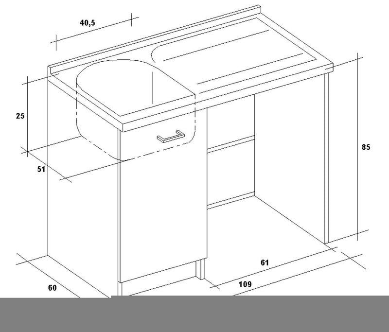 Lavatoio e Coprilavatrice 109x60x89cm Asse in Termoplastico Montegrappa Edilla Bianco Sinistro con Cesto