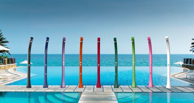 Doccia Solare da Giardino 28L Miscelatore Temporizzato Arkema Happy Beach Blu