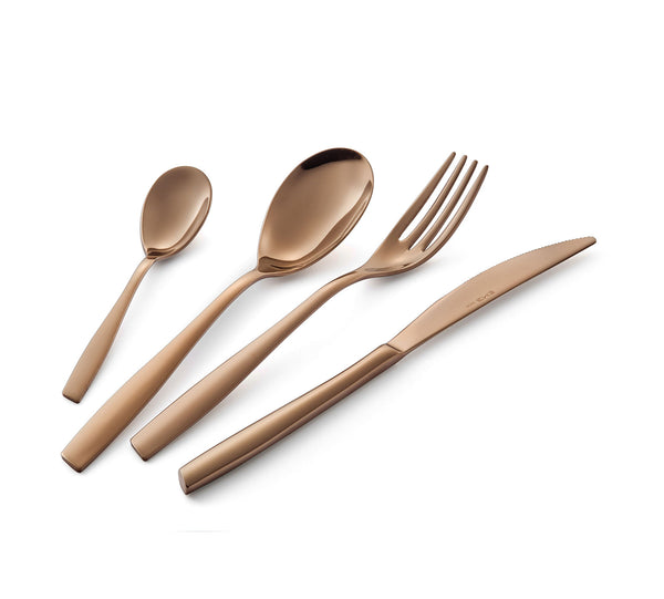 Service de couverts 24 pièces en acier 18/10 PVD Eme Eleven Rosè sconto