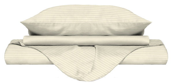 prezzo Housse de couette double avec sac et taies d'oreiller en Satin Polyester Crème