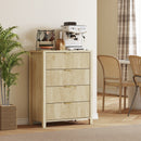 Cassettiera con 4 Cassetti Design Canettato 70x38x93 cm Maniglie Dorate in MDF Color Legno 