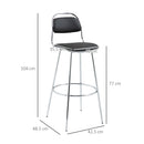 Set 2 Sgabelli Alti da Bar 42,5x48,5x104 cm in Metallo Nero