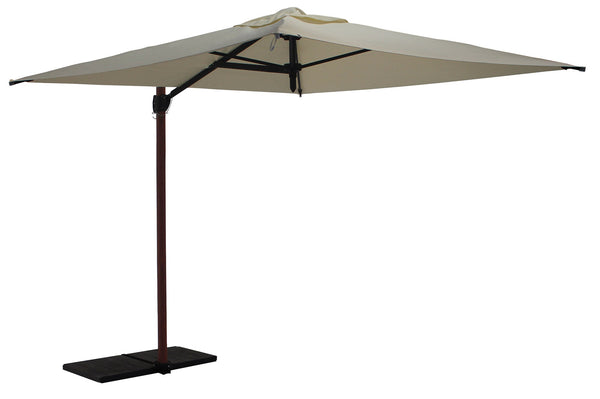 acquista Ombrellone da Giardino Decentrato 2,5x2,5m Palo in Alluminio Effetto Legno Tessuto Poliestere Trend Wood Ecru