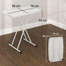 Tavolino da Giardino Pieghevole 76x50x74 cm con Altezza Regolabile in Metallo e HDPE Bianco  