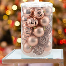 Set 34 Palle di Natale Sfere Palline Natalizie 8 cm Rosa Antico Decorazioni Albero