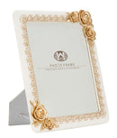 Cornice Rose Twat 26x2x31 cm in Poliresina e Vetro Crema e Oro