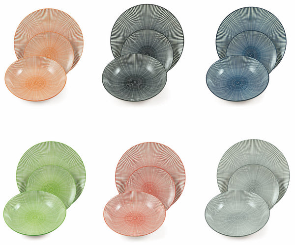 sconto Service de vaisselle 18 pièces en porcelaine multicolore fossile de Soriani