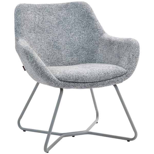 sconto Sedia Moderna con Braccioli e Schienale Imbottiti 63x69x75 cm in Tessuto Effetto Lino Grigio