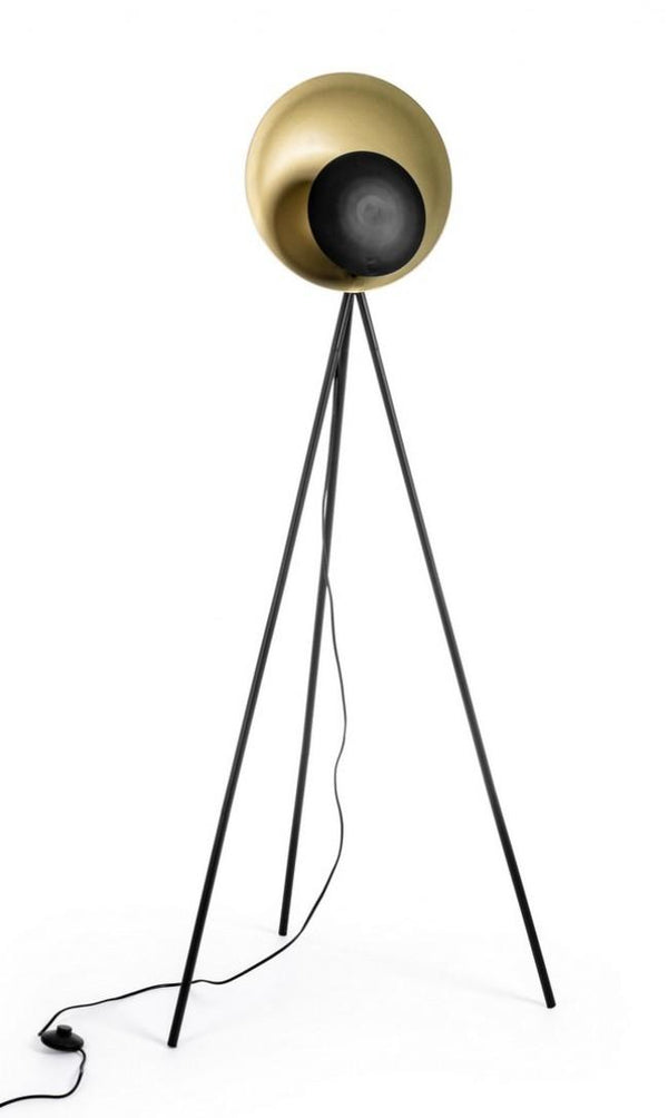 sconto Lampadaire 87x56x155 cm E27 avec trépied noir et or