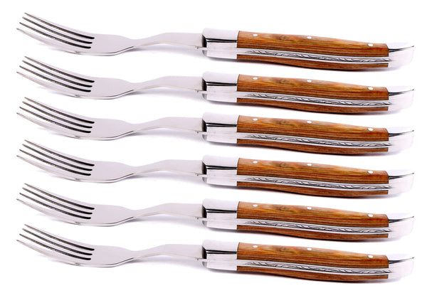 acquista Set de 6 fourchettes à steak avec manche en bois Tendor Alps