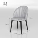 Set 2 Sedie da Pranzo Schienale a Conchiglia in Pelle PU Grigio Chiaro   